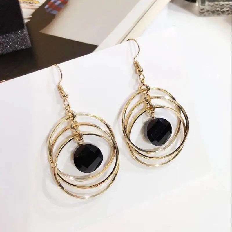 Europe And America Scrub Drop Earrings Geometric Fashion Circle Long Earrings Women's Jewelry Wholesale And Retail Brincos