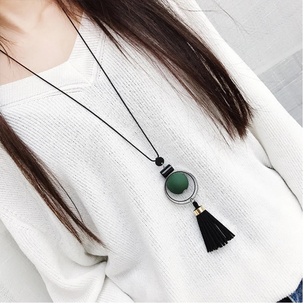 Women Necklace Long s & Pendants Wood Beads Sweater  For  Jewelry