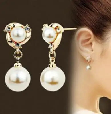 Jewelry New Brand Design Gold  Rose Pearl Stud Earrings For Women 2017 New Accessories Wholesale Orecchini Perlas Earing