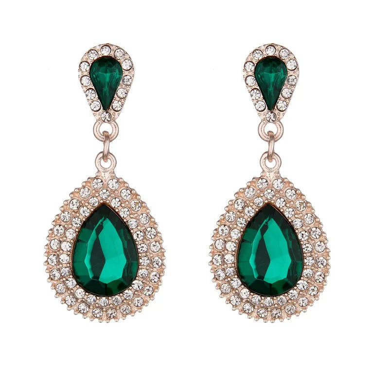 Palace Retro Luxulite Full Drilling Water Drop Rhinestones Female  Earrings Sweet Earrings Long Earrings Crystal Earrings