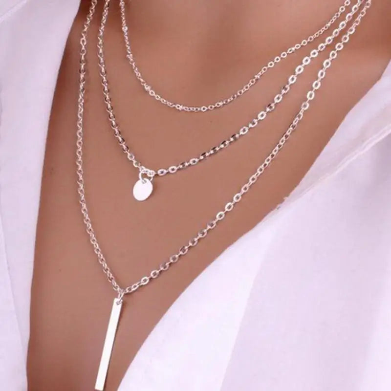 Sumeng New Personality Fashion Square Imitation Pearl Crystal Zircon Necklace Invisible Transparent Fishing Line Necklace Women