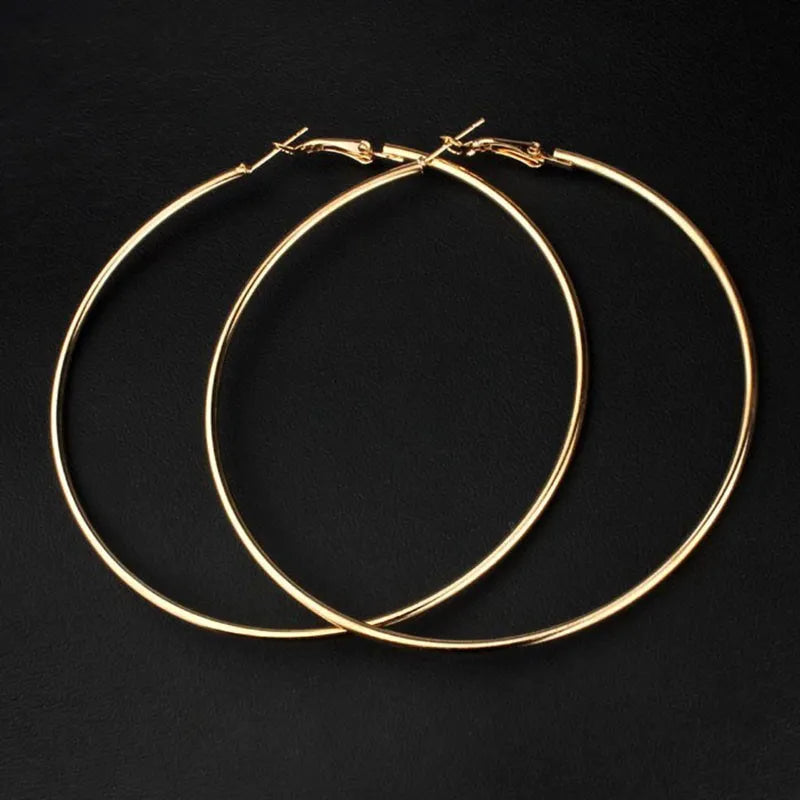 40-80mm Exaggerated Big Smooth Circle Hoop Earrings  for Women Aros Simple Round Loop Ear Wedding Jewelry Brincos Cool Gift