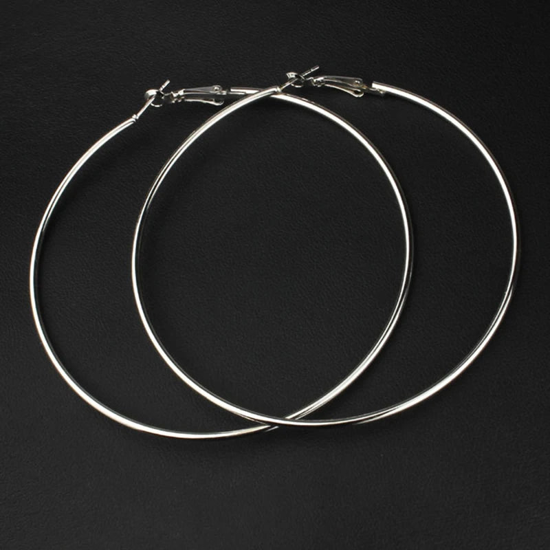 40-80mm Exaggerated Big Smooth Circle Hoop Earrings  for Women Aros Simple Round Loop Ear Wedding Jewelry Brincos Cool Gift