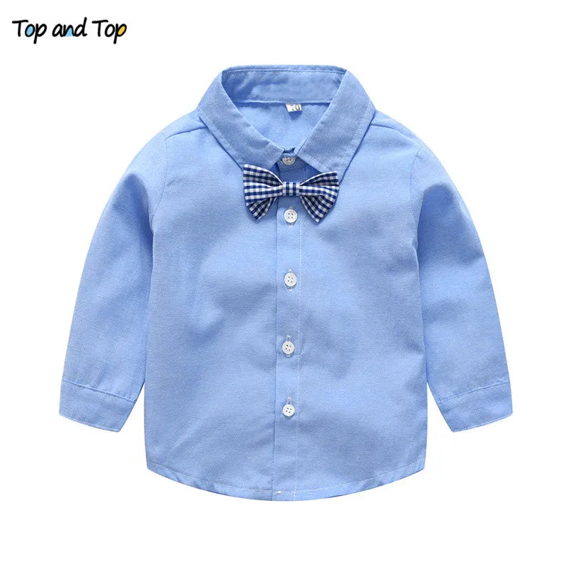 Top and Top Boys Gentleman Clothing Sets Autumn Kids Formal Suits Long Sleeve Shirt+Suspenders Trousers Casual Boy Clothes