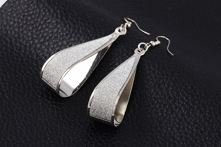 Europe And America Scrub Drop Earrings Geometric Fashion Circle Long Earrings Women's Jewelry Wholesale And Retail Brincos