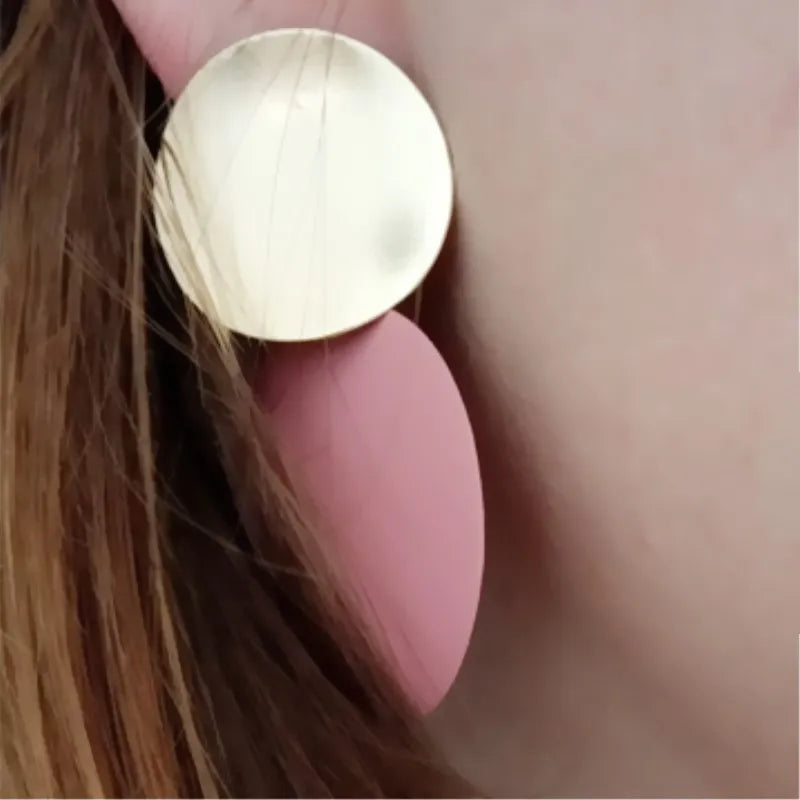 Unique Elegant Round Metal Earrings for Women New Geometric Alloy Statement Ear Fashion Jewelry Gift 3 Colors