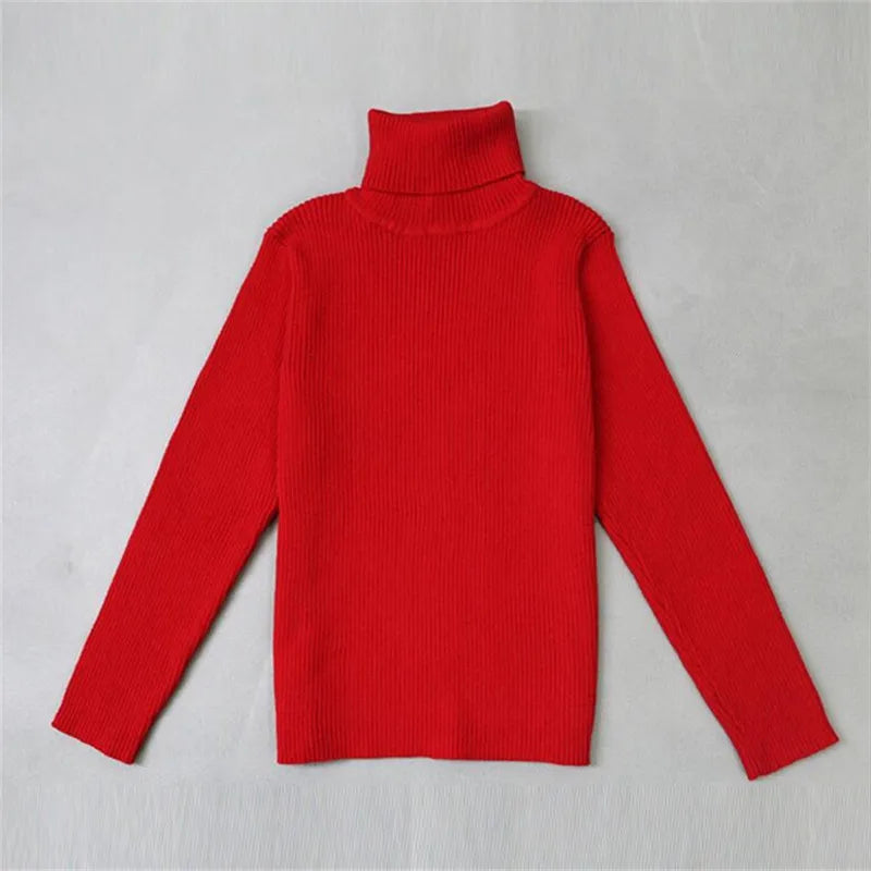 Baby Girls Winter Turtleneck Knitted Sweaters Clothes 2024 Autumn Children Boys Pullover Kids Knitwear