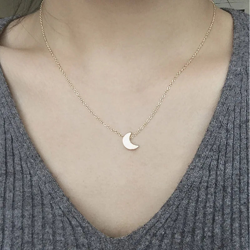 FSUNION 2024 New Fashion Choker Gold Color Silver  Chain Star Heart Moon Pendants Necklace For Women Jewelry Gifts