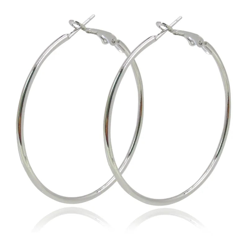 40-80mm Exaggerated Big Smooth Circle Hoop Earrings  for Women Aros Simple Round Loop Ear Wedding Jewelry Brincos Cool Gift