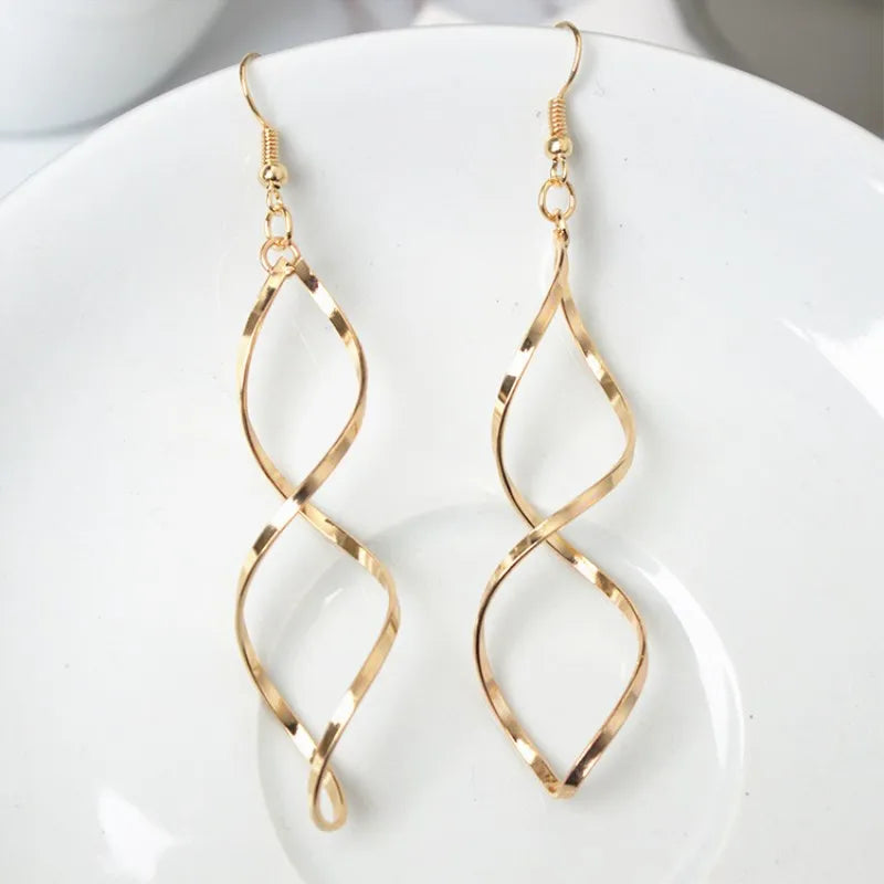 Korean Style Minimalist Spiral Wave Curve Earrings For Women Gift Ear Fashion Wedding  Jewelry