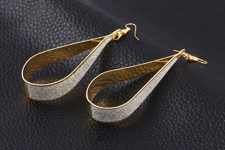 Europe And America Scrub Drop Earrings Geometric Fashion Circle Long Earrings Women's Jewelry Wholesale And Retail Brincos