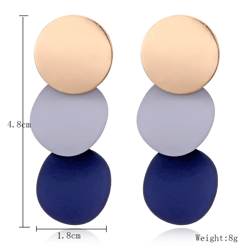 Unique Elegant Round Metal Earrings for Women New Geometric Alloy Statement Ear Fashion Jewelry Gift 3 Colors