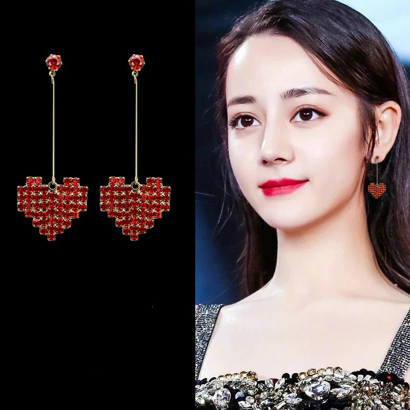 Simple And Versatile Long Geometric Earrings Temperament Net Red Tide Square Sequined Pendant Earrings For Women Jewelry Brincos