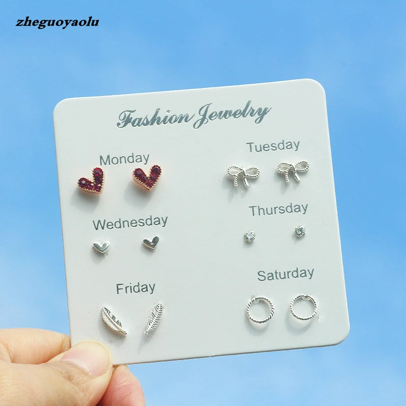 Stud Earring Small Fresh And Simple Earrings Temperament Ladies Rhinestones Circle Women's Earring Jewelry Accessories Oorbellen