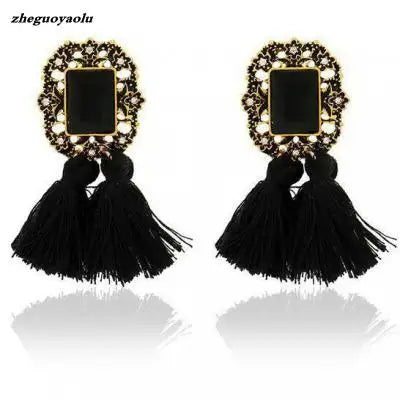 Palace Retro Luxulite Full Drilling Water Drop Rhinestones Female  Earrings Sweet Earrings Long Earrings Crystal Earrings