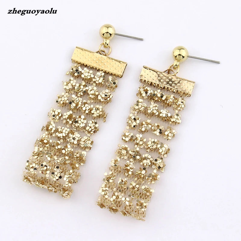 Bijoux Brincos New Fashion Geometric Long Asymmetrical Earrings Rhinestone Round Earrings Acrylic Big Earrings Crystal Earrings