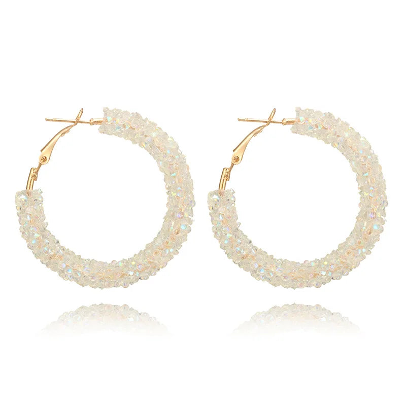 New Brand Fashion Charm Austrian Crystal Hoop Earrings Rhinestone Shiny Circle Ear Big Brincos Bohemian Jewelry Women