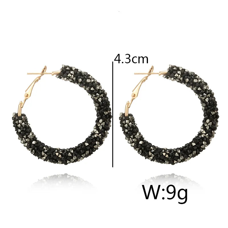 New Brand Fashion Charm Austrian Crystal Hoop Earrings Rhinestone Shiny Circle Ear Big Brincos Bohemian Jewelry Women