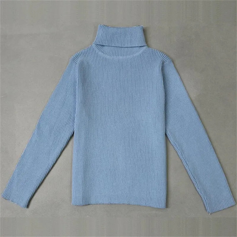 Baby Girls Winter Turtleneck Knitted Sweaters Clothes 2024 Autumn Children Boys Pullover Kids Knitwear