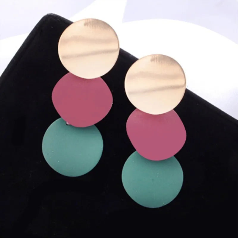 Unique Elegant Round Metal Earrings for Women New Geometric Alloy Statement Ear Fashion Jewelry Gift 3 Colors