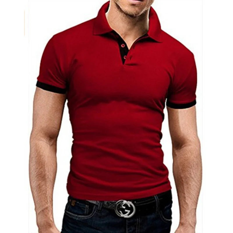 New Polo Shirt Men Summer Stritching Men's Shorts Sleeve Polo Business Casual Contrast Color Men Polos Shirt Tee Brand Clothes