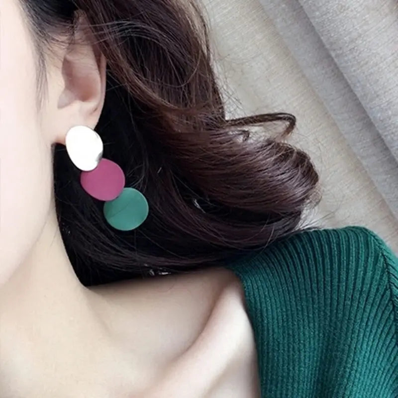 Unique Elegant Round Metal Earrings for Women New Geometric Alloy Statement Ear Fashion Jewelry Gift 3 Colors