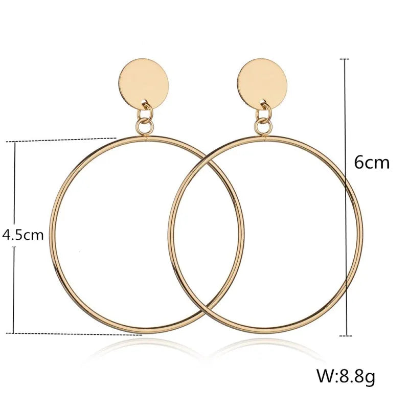 Geometric Big Round Hoop Earrings for Women Simple Trendy Gold Silver Color Brincos Accessories Party Jewelry Girlfriend Gift