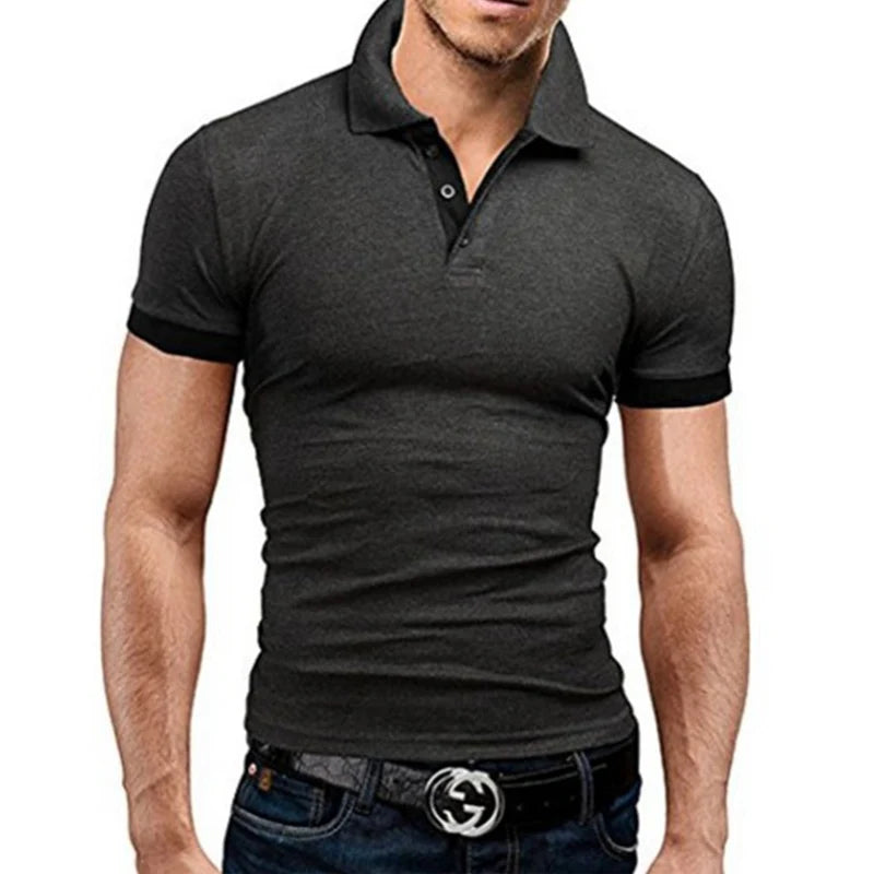 New Polo Shirt Men Summer Stritching Men's Shorts Sleeve Polo Business Casual Contrast Color Men Polos Shirt Tee Brand Clothes