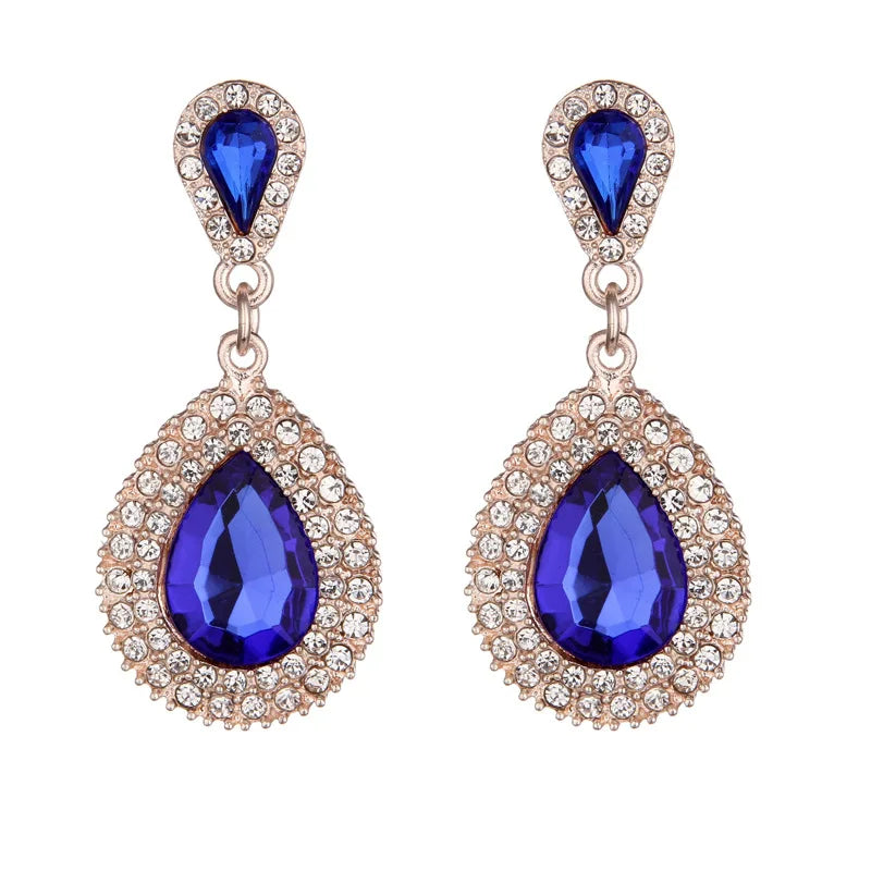 Palace Retro Luxulite Full Drilling Water Drop Rhinestones Female  Earrings Sweet Earrings Long Earrings Crystal Earrings