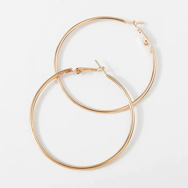 40-80mm Exaggerated Big Smooth Circle Hoop Earrings  for Women Aros Simple Round Loop Ear Wedding Jewelry Brincos Cool Gift