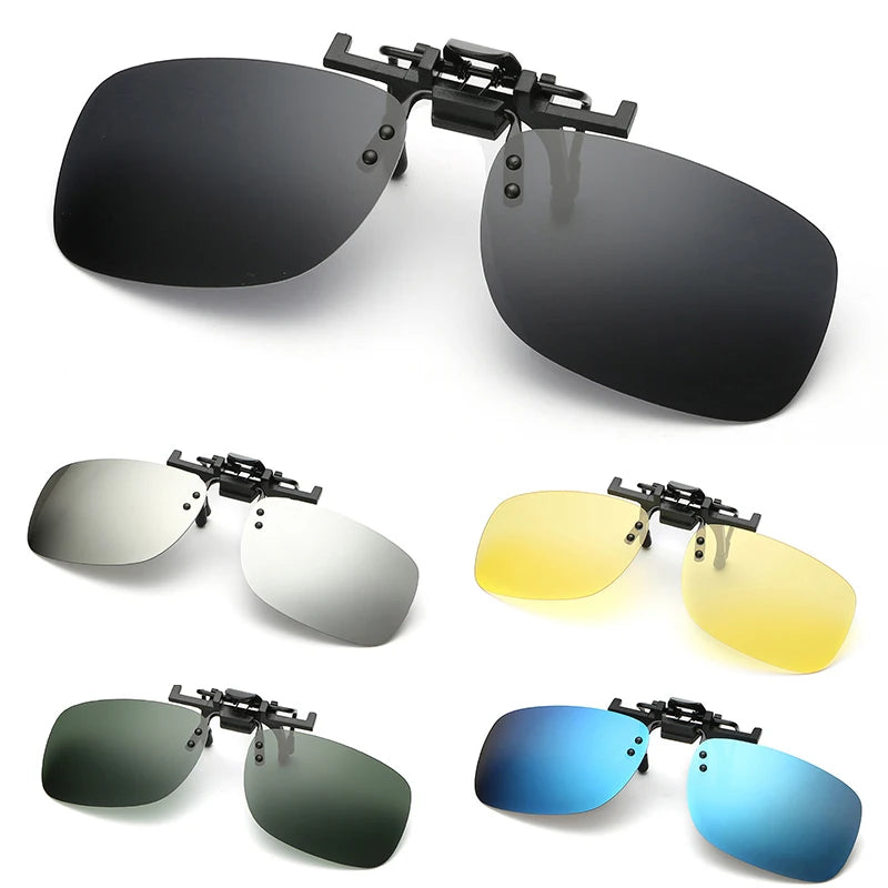 Polarized Vintage Clip On Flip Up Sunglasses Men Women Night Vision Yellow Lens for Myopia Glasses Driving Eyewear Sun Glasses