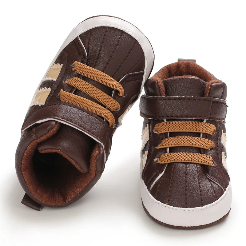 Newborn Baby Shoes Brown Themed Multicolor Boys and Girls Shoes Casual Sneakers Soft Sole Non-Slip Toddler Shoes First Walkers