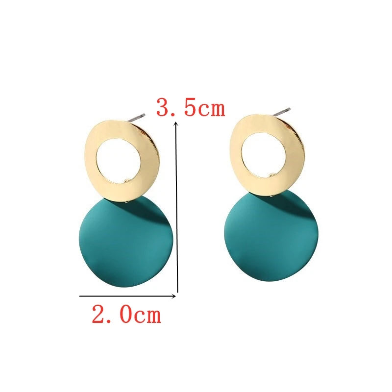 European and American Fashion Arc Sequins Dangle Earring for Women New Personality Simple Metal Geometric Paint Discs Brincos