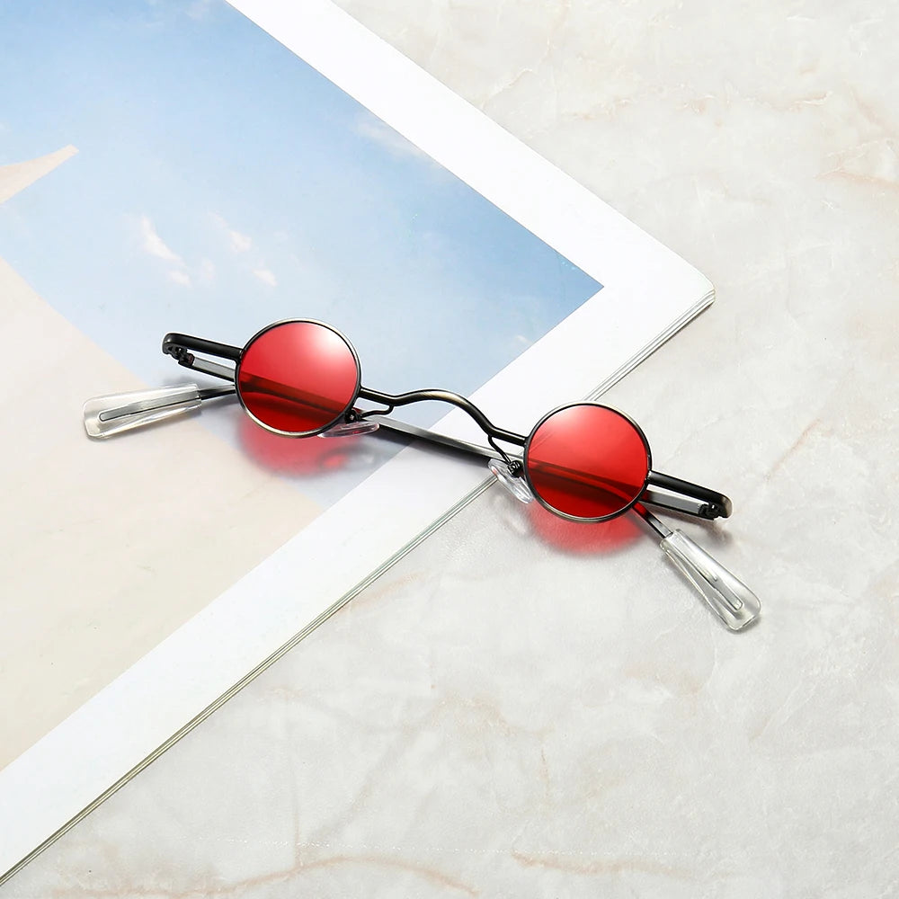 Retro Mini Sunglasses Round Men Metal Frame Gold Black Red Small Round Framed Sun glasses eye care Accessories