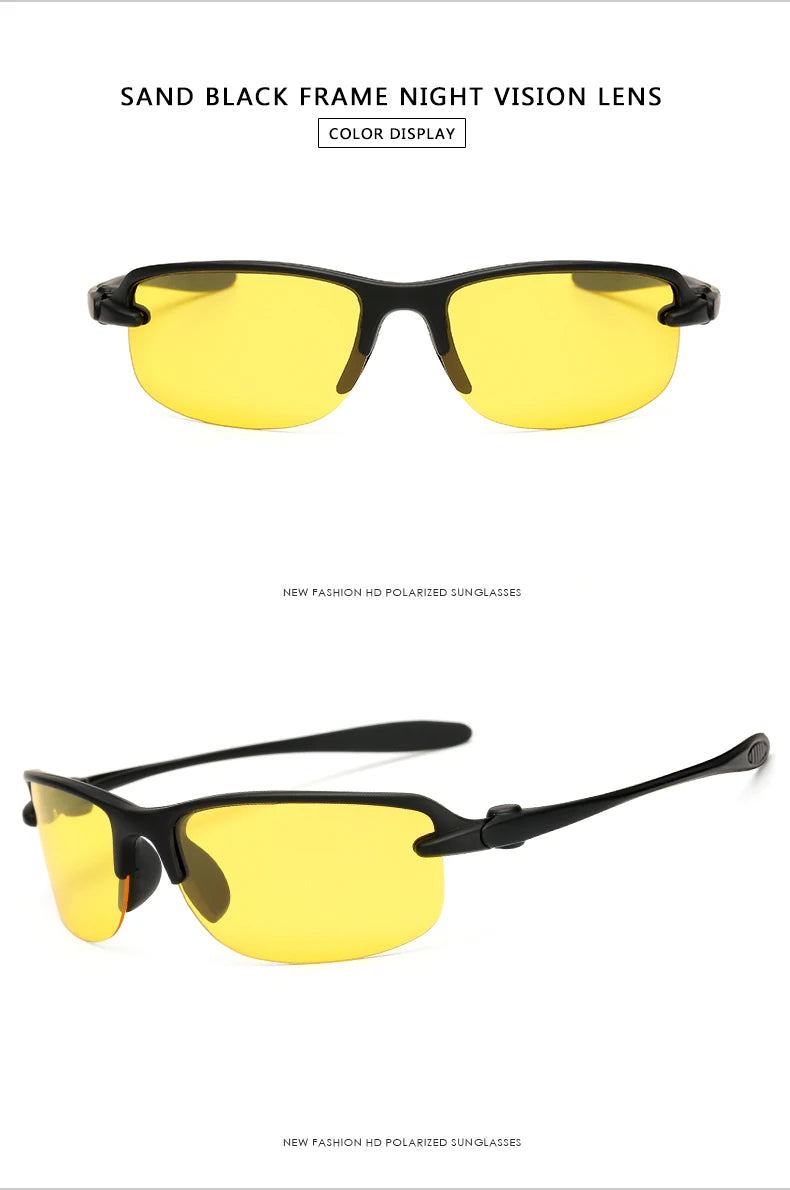 HOOLDW High Quality Yellow Lens Night Vision Glasses Men Polarized Sunglasses UV400 Driving Anti-glare Goggles Eyewear Oculos