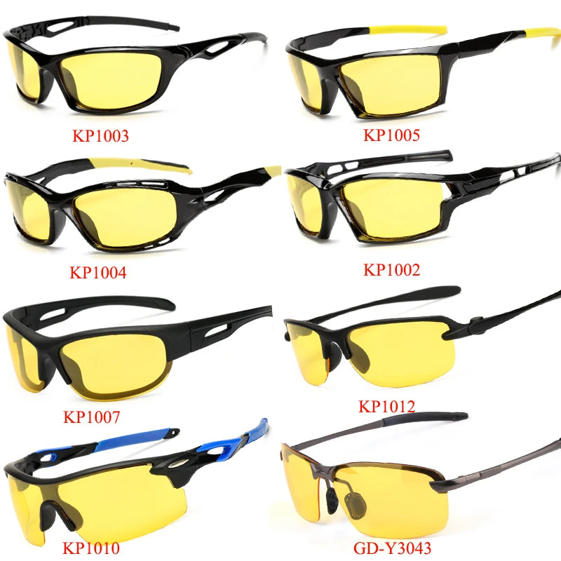 HOOLDW High Quality Yellow Lens Night Vision Glasses Men Polarized Sunglasses UV400 Driving Anti-glare Goggles Eyewear Oculos