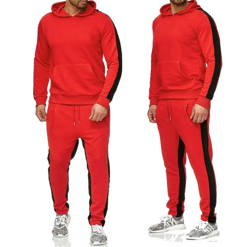 Men's Hooded Sweatshirts Set Solid Color Jogging Set Tracksuit Tracksuit Long Sleeve Suit Hoodies Trousers Yellow Casual Suit