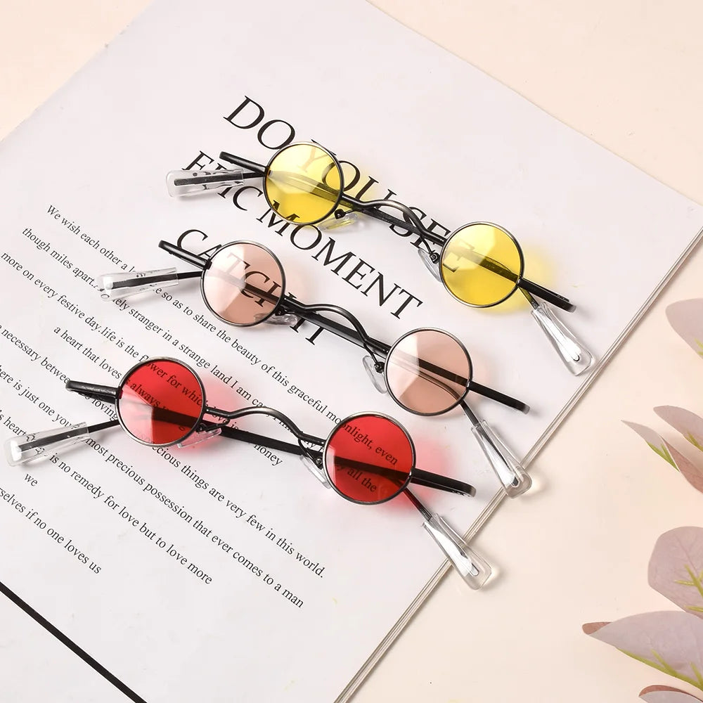 Retro Mini Sunglasses Round Men Metal Frame Gold Black Red Small Round Framed Sun glasses eye care Accessories