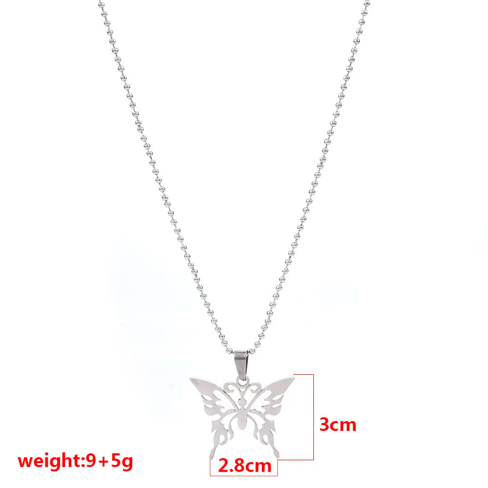 Hot Selling European and American Temperament Jewelry Men and Women Necklace Stainless Steel Butterfly Pendant Necklace