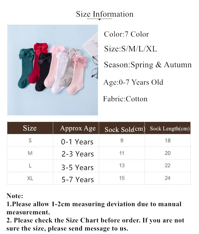 2023 New Kids Socks Toddlers Girls Big Bow Knee High Quality Long Soft Autumn Winter 100% Cotton Lace Baby Tube Sock Calcetines