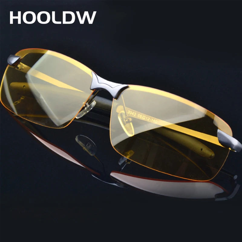 HOOLDW High Quality Yellow Lens Night Vision Glasses Men Polarized Sunglasses UV400 Driving Anti-glare Goggles Eyewear Oculos