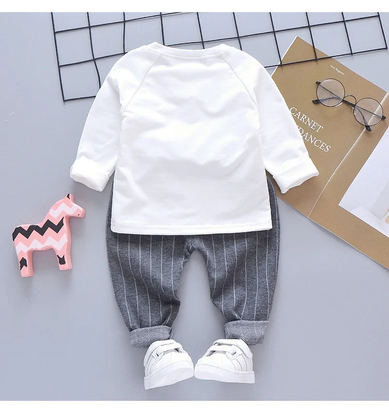 3-Pieces Boys Set Spring Autumn Children Gentleman Suit Tie T-Shirt+Coat+Pants 0-5 Years Toddler Party Clothes Kids Leisure Suit