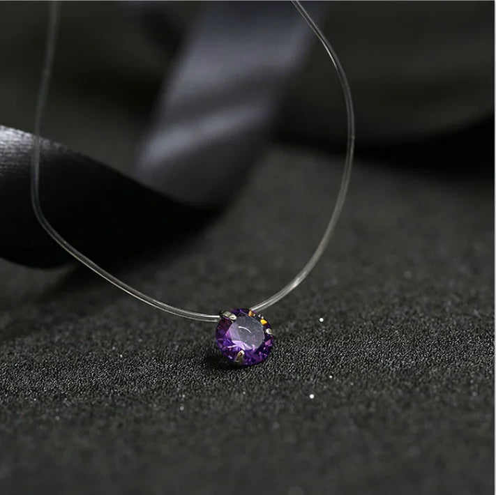 2019 Female New Heart Star Necklace Meteorite Pendant Transparent Fishing Line Invisible Women Zircon Pendants Necklace Jewelry