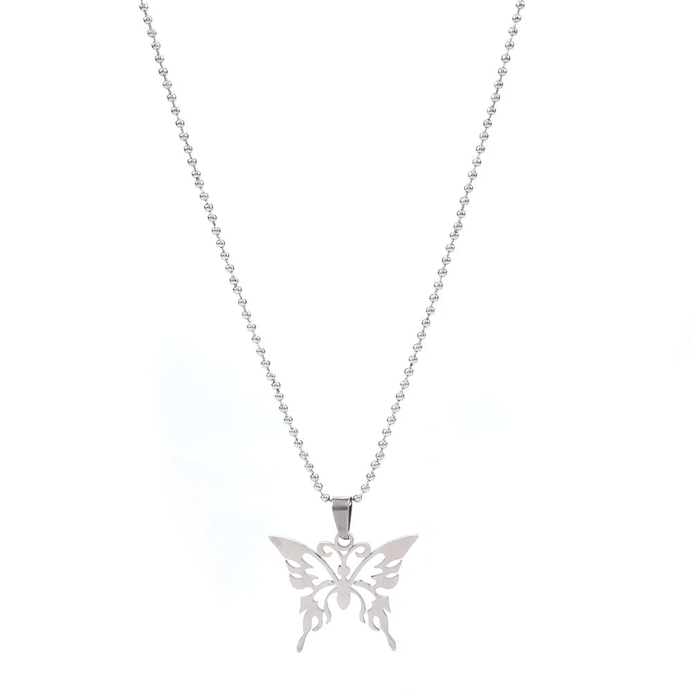 Hot Selling European and American Temperament Jewelry Men and Women Necklace Stainless Steel Butterfly Pendant Necklace