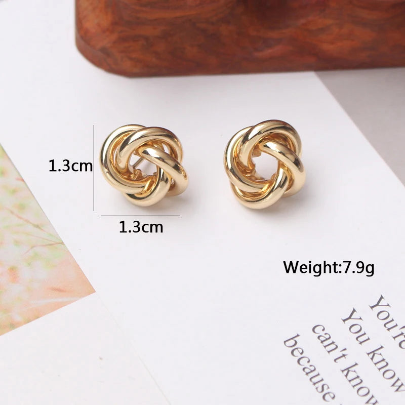 Tiny Metal Stud Earrings for Women Gold Color Twist Round Earrings Small Unusual Earrings boucles d'oreilles Fashion Jewelry