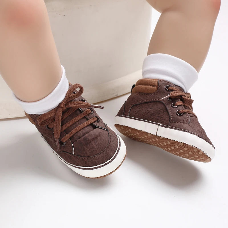 Newborn Baby Shoes Brown Themed Multicolor Boys and Girls Shoes Casual Sneakers Soft Sole Non-Slip Toddler Shoes First Walkers