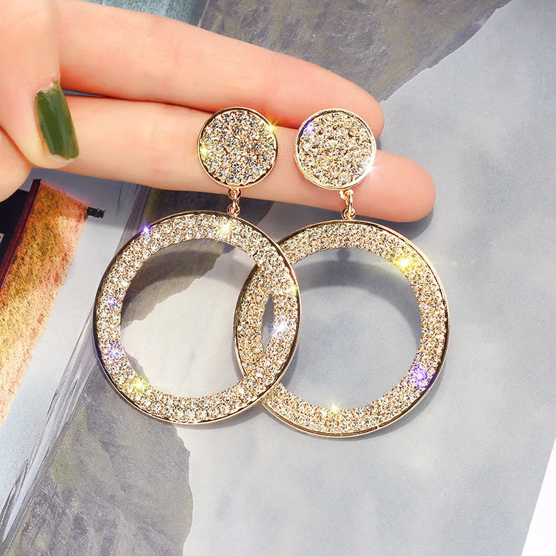 2020 New Luxury Cubic Zirconia Pendant Earrings Woman High Fashion Crystal Korean Earrings Anniversary Gift Jewelry for Girls