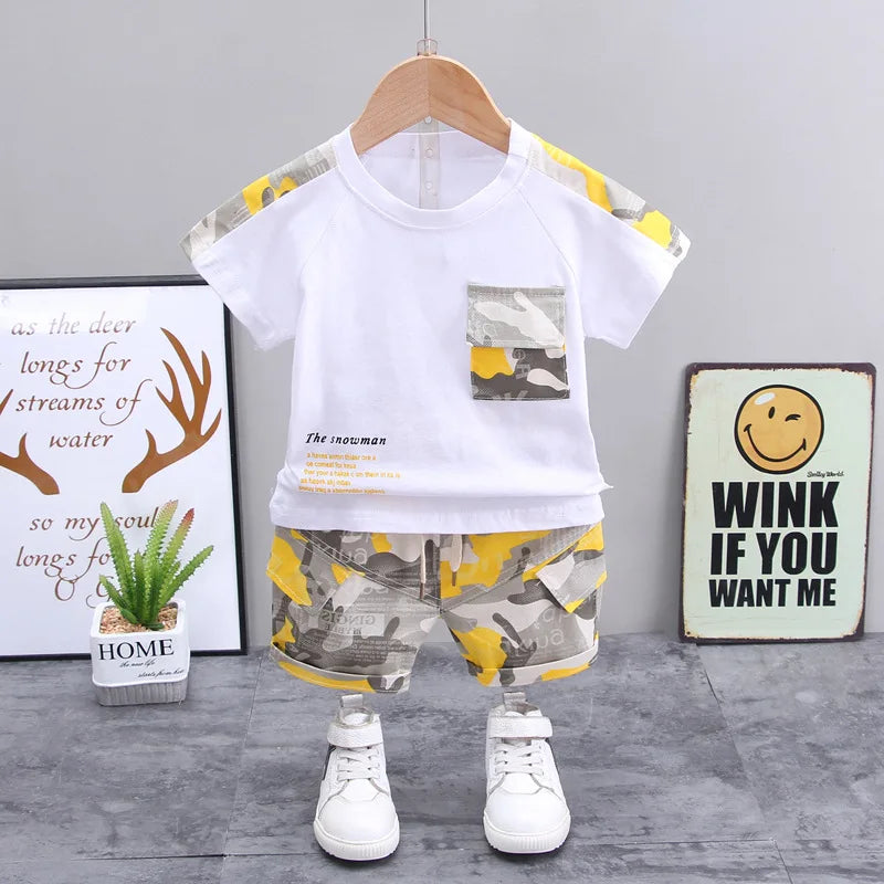 Children Clothes Fashion Summer Baby Girls Clothing Boys Sports T-Shirt Shorts 2Pcs/Sets Toddler Cotton Costume Kids Tracksuits