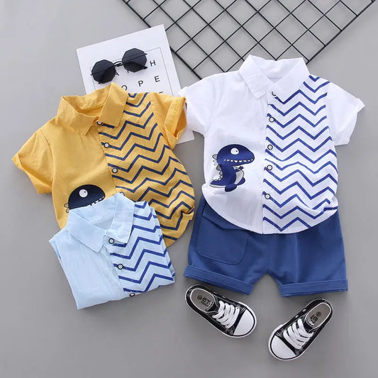 Summer Casual Newborn Baby Boy Toddler Clothes Set animal Dinosaur Shirt Tops short Pants 2Pcs/sets Cotton Kids Outfits Clothing