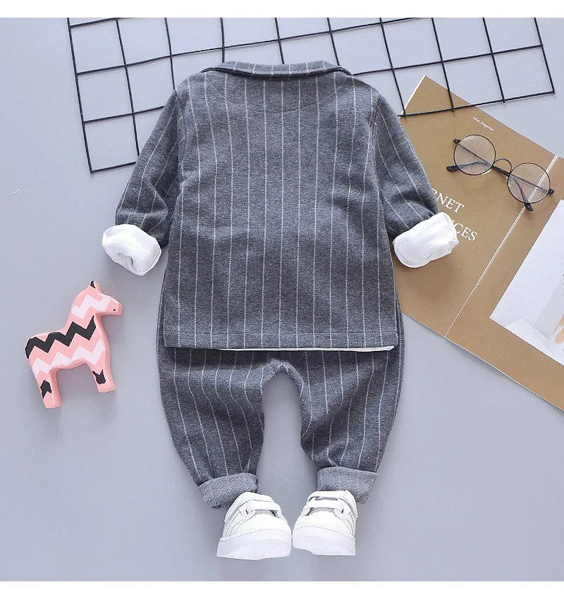 3-Pieces Boys Set Spring Autumn Children Gentleman Suit Tie T-Shirt+Coat+Pants 0-5 Years Toddler Party Clothes Kids Leisure Suit